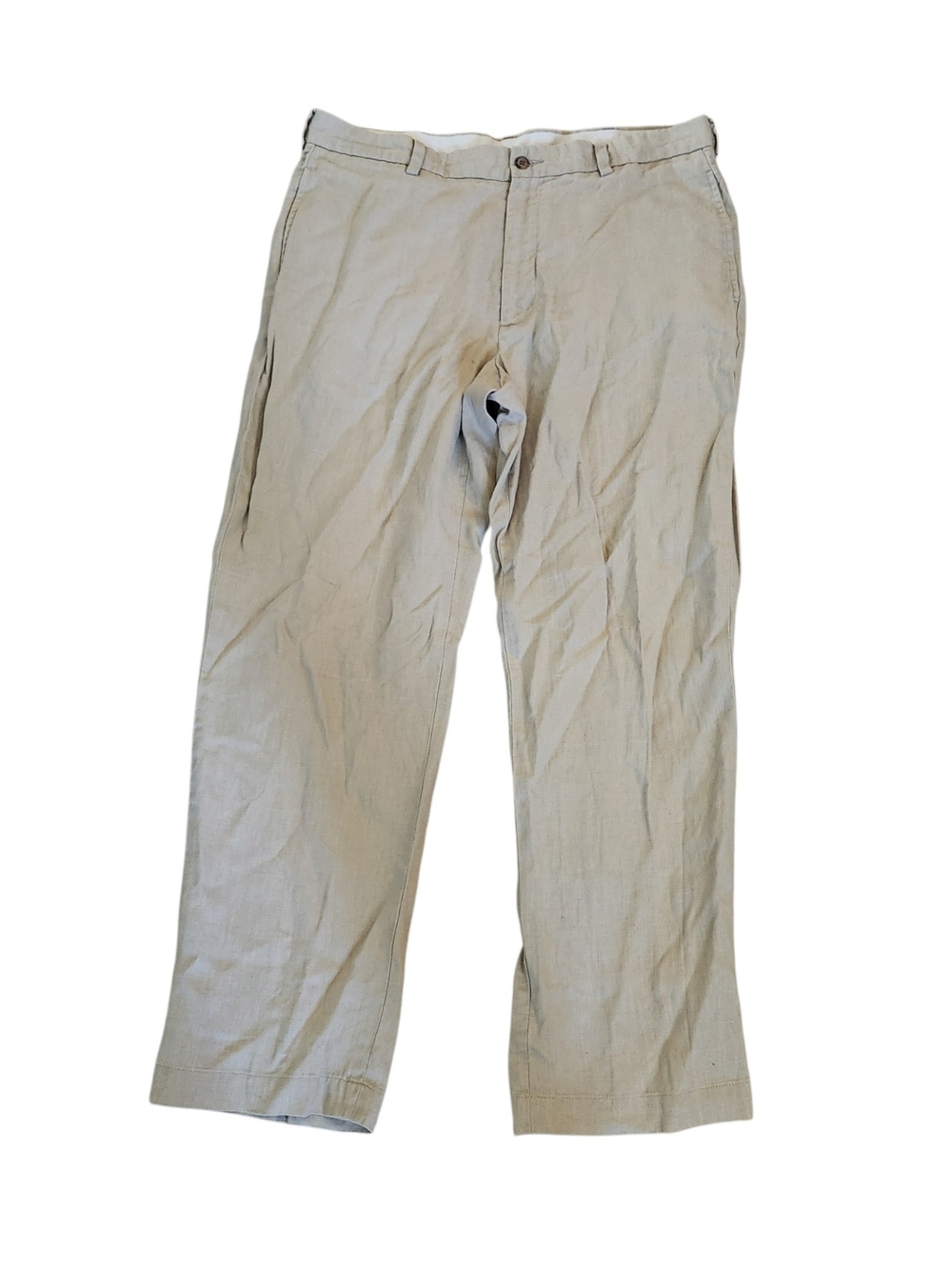 Brooks Brothers Linen Men's Classic Casual Chinos - Light Khaki 36x30 Classic
